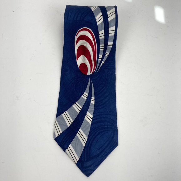 Executive Silks Blue Patterned All Silk Neck Tie - Picture 2 of 3